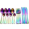 Tablewellware Stainless Steel Cutlery Set Rainbow Tableware Home Kitchen Fork Spoon Knife Dinnerware Drop 210928
