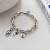 Bağlantı Bilezikleri 925 STERLING Gümüş El Yapımı Küçük Anahtar Kilit Sıkıntısı Kadınlar İçin Düğün Lüks Jewelrylink Chain2573