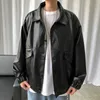 Spring Loose Soft Leather Jacket Single Breasted Men Casual Biker Large Size XXL 211119