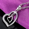 Dubbel diamant hjärta halsband hjärtan hänge halsband kedja kvinnor barn gifter sig smycken vilja och sandig