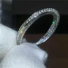 Уважаемые кольца роскошные белые хрустальные обещания обручальное кольцо Pave Cz Band для женщин свадебные на вечерин