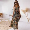 Повседневные платья Женщины Летнее платье 2021 Boho Beach Floral Print Длинные Без рукавов Свободные Женские Без спинки Сексуальные Halter Дамы MIDI D30