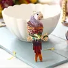 Dripping Oil Parrot Bird Pendant Charm Rhinestone Crystal Purse Bag Keyring Car Animal Keychain Accessories Wedding Party Gift