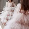 2021結婚式の王女の花の女の子のドレスのための服のための夕方スカート幼児のページェントガウンチュールの最初の聖体拝領のドレス