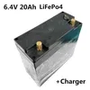 Batterie Rechargeable 2S 26650 6.4V 20Ah LiFePo4 pour source de secours lumière intégrée outils électriques lampe LED + chargeur