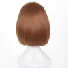 Parrucca corta diritta Parrucche corte Bobo Parrucca per capelli corti marrone chiaro da 12 pollici Entrambe per cosplay My Hero Academia OCHACO URARAKA55227074307948