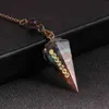 Genezende slinger voor waarzeggerijie energie 7 chakra orgoniet pendulums zeshoekige puntige reiki orgone hanger pendu sieraden G1206