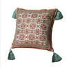 Disciondecorative Pillow Vintage Red Green Cope Cope с ленточными кисточками украшения бохового стиля Ethnic 43x43cm30x50cm SOFA9132987