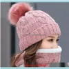 Avvolge Cappelli Guanti Moda Aessorieswoman Cappello lavorato a maglia Sciarpa Set Inverno Pom Cappelli a cuffia lavorati a maglia Sciarpe all'uncinetto da donna Cappellini da festa caldi all'aperto