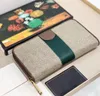 Ophidia Continental Standard Long Wallet Cover med Green Red Stripe 523153 Zippy Card Holders Classic Vintage Purse292R