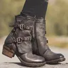 Botas com zíper de couro Sapatos de fivela lateral retro Brithsh Boot para mulheres Super Zapatos Hombre Tamanho EUR 37-48 A1 16354 50617 93055 76479