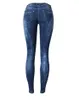 Niski talia Niebieski Skinny Jeans Kobiety Mody Myted Bleached Porysowany Femme Plus Size Push Up Vintage Slim Bawełniane spodnie 211129