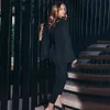 Sexy preto macacão sem mangas para mulheres trabalhando cintura alta cor sólida V-pescoço festa de festa de perna larga 210525