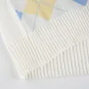 Witte Casual Plaid Argyle Sweater Dames Y2K Preppy Stijl Vinage Knit Jumper Vrouwen Antumn Winter Pullover Knitwear
