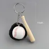 Mini Tre-Piece Baseball Glove Träbat Keychain Sportsbil Key Chain Key Ring Gift för Man Kvinnor Män Present 11cm, 1 bit G1019