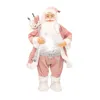Kerstversiering voor thuisjaar Kindergeschenken Roze Santa Claus Doll EL Coffee Shop Venster Ornamenten Navidad 211105
