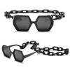 New Clean And Simple Fashion Women Sunglasses With Glasses Chain Special Octagon Design Full Plastic Frame