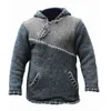 2020 Nya Män Distressed Stitching Pullover Tröja Höst Vinter Casual Hooded Sweaters Jumpers Färg Matchande Tröjor Y0907