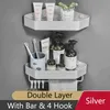 Półka łazienkowa Corner Space Trójkąt aluminiowy Kosz Prysznic Room Storage Rack Montowane Czarny / Biały / Silver 211112