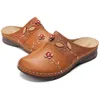 Mulheres entupimentos Sandálias Senhoras Conforto Fechado Toe Cunhas Plataforma Sapatos Flor Slipper FS99 210928