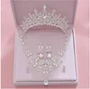 Glanzende bruidssieradensets Kristallen tiara's en kroon Strass ketting Druppel oorbellen voor bruiloft Quinceanera Formeel 283g