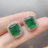 Vintage 100% 925 Sterling Silver Created Moissanite Emerald Gemstone Earrings/Necklace Wedding Engagement Jewelry Sets Whole