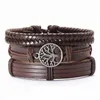 Charm Bracelets Arrival 3 Pcs/set Khaki Black Brown Genuine Leather Men For Women Guitar Cross Tree Homme Casual Jewelry Lars22