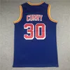 Maglie da basket da uomo 2022 75th City Blue Stephen Curry # 30 Camicie cucite vintage nere bianche gialle S-XXL