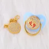 Pacifiers Luxury Bling Baby Pacifier Clip Chains BPA Safe Born Dummy Nipple Red Footprint Shape Crystal Diamond Infant Sooth2698940