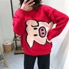 Spring Autumn Women Pullover Sweaters O Neck Cartoon Pig Pretty Vintage Japan Style Ladies Knitwear Jumper Tops C-068 210914