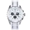 new men quartz watch black ceramic twotone stainless steel back dial silver hands chronograph268s