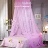 Enfants élégant Tulle lit dôme filet auvent circulaire rose rond ding moustiquaire pour Twin Queen King Y200417