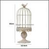 D￩cor Garden Candle Holders Iron Retro White Bird Cage Holder Creative Candlelight Stick Cena Fiesta Decoración para el hogar Adorno de boda Drop De