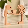 Statue en bois de Couple avec amour foyer petit décor grande Sculpture Message de décoration artisanale livraison directe 210924