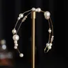 Ohrringe, Halskette, Perlen-Stirnband-Set mit doppellagigem Haarband, Haar-Styling-Stück für Frauen, Hochzeit, Party, Pografie BN