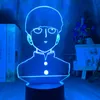 Night Lights 3D Lamp Anime Mob Psycho 100 Shigeo Figuur Nachtlicht voor kinderen kinder -slaapkamer decoratieve sfeer kleurrijke tafel USB236D