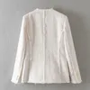 Kvinnor elegant vit kappa dubbelbröst V -hals knappar jacka kontor bär kvinnlig casual outwear topp blusa t200212