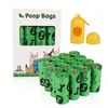 16 Roll/Set Degradable Dog Poop Bag with 1 Dispenser Outdoor Puppy Cat Garbage Bags