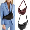 2021 Spring Woman Luxurys Designers Sacs larges Single Strap Zipper Half Moon Pu Leather Sac Tous Match Sac à main pour femmes