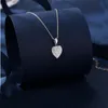Kolye Kolye Orijinal Katı Gümüş Zincir Gerdanlık Kolye Lüks Kristal CZ Aşk Kalp Kadın Parti Takı Hediyeler