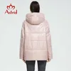 Astrid Women's Spring Autumn Quilted Jacket Windproof Warm with hood zipper Coat Women Parkas Casual Outerwear AM-9508 210819