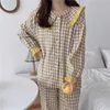 Mozuleva Pyjamas Femmes Doux Coton Home Wear Automne Hiver Pijama Femme Pantalon Costume Revers Plaid Pyjamas Ensemble Vêtements De Nuit 210706