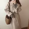 Women's Wool & Blends Women Long Trench Fashion Korean Autumn Elegant Lapel Fax Cashmere Woolen Coat Oversize Loose Maxi Sashed Bery22