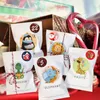 Juldekorationer 24sets Biscuit Packing Supplies Snowman Presentkassar Xmas Stickers Kraft Paper Candy Bag Cookies Pouch