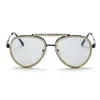 Solglasögon Jaspaer Oversize Metal Frames Luxury Diamond Vintage Sun Glasögon Kvinnor Eyewear Mens Driving Mirror Shades