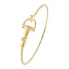 Senfai New Design Fashion 3 Color Contracted Horseshoe Hook Type Copper Female Bracelet for Women Design Q0717