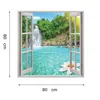 Free Shipping Waterfall 3D Window View Removable Wall Art Sticker Vinyl Decal Home Decor Mural 210308
