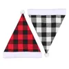 Berets 1pc Red Black Fluffy Santa Hat Plaid для взрослых детей одно размер для рождественской вечеринки.