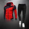 Casual Tracksuit Men Sets Hoodies And Pants 2 Piece/Sets Zipper Hooded Sweatshirt Outfit Sportswear Male Suit Clothing 210722