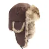 للجنسين الشتاء الصياد جندي earflap الدافئة الروسية قبعة التزلج الفراء ushanka الأذن اللوحات الشتاء قبعة الفراء قبعة فو أغطية الرأس بونيه جلد